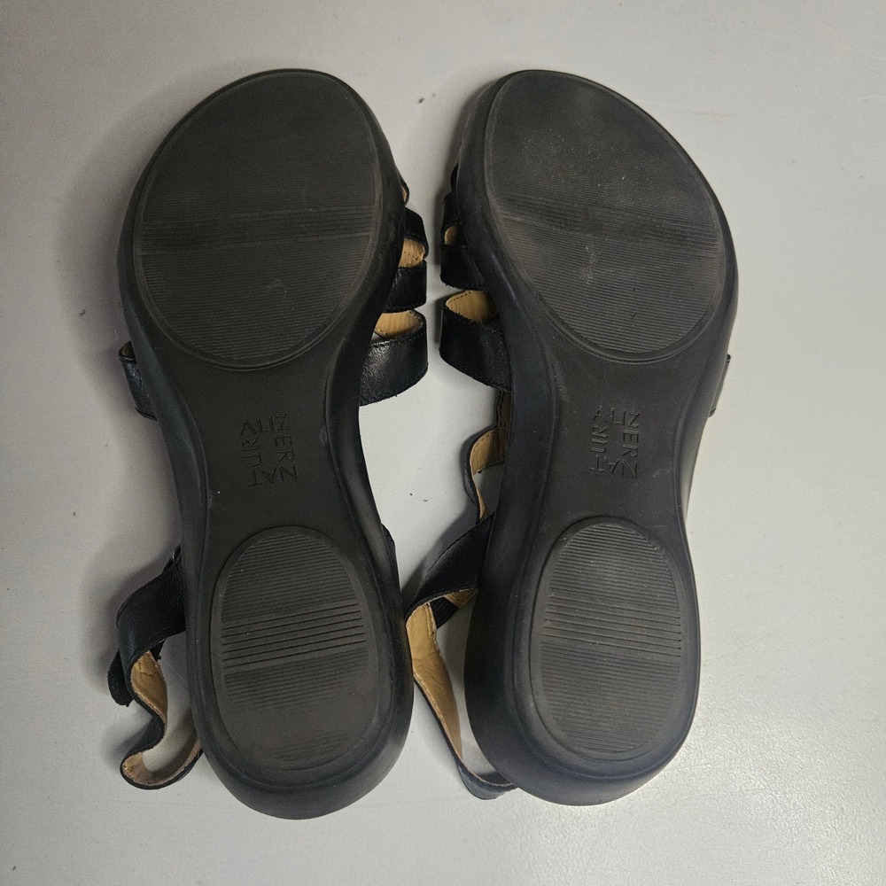 Naturalizer Womens Black Leather Strappy Wedge Sandals Low Heel Comfort 8.5 - Picture 6 of 9